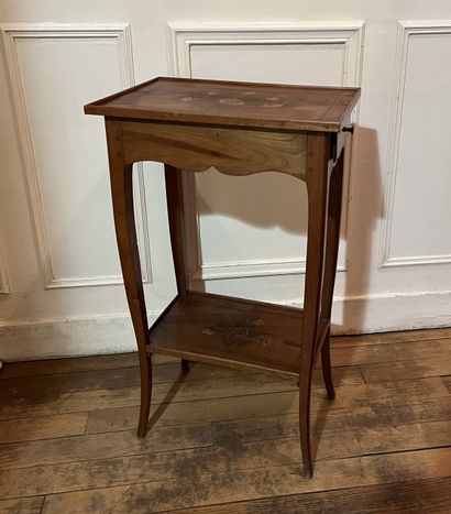 Small fruitwood coffee table, top and shelf...