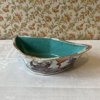 Small crescent-shaped basin decorated with...