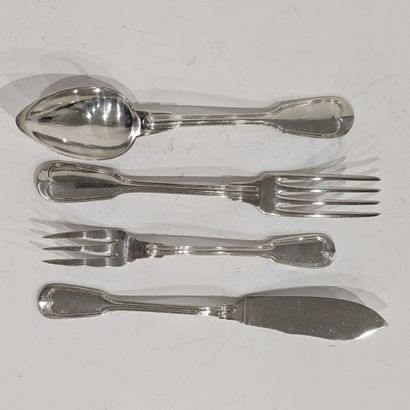 Set of silver-plated cutlery, filet pattern....