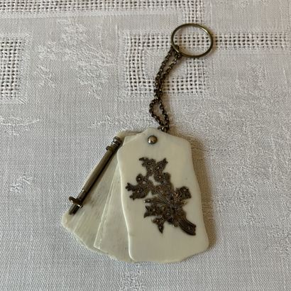 Ballpoint pen in ivory, the plate inlaid...