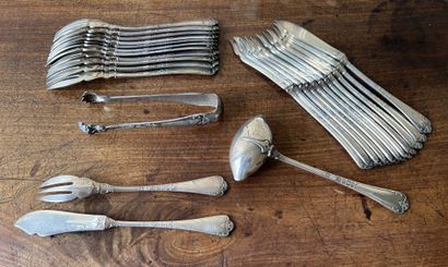 Twelve pieces of silver (925) fish cutlery...