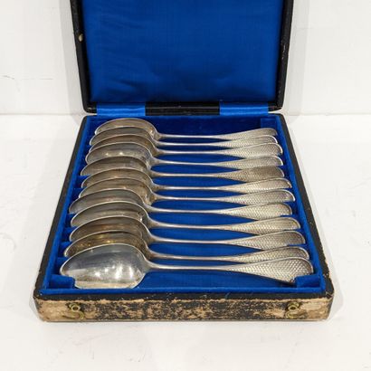 Suite of twelve small silver spoons (925),...
