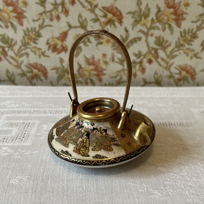 Satsuma earthenware miniature teapot decorated...