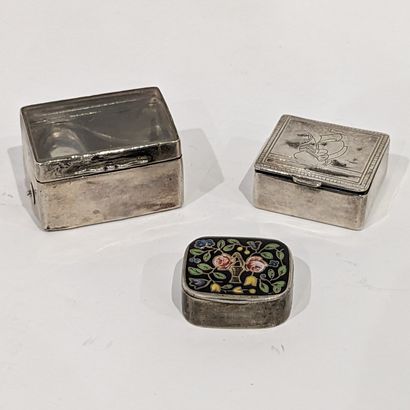 Three silver pill boxes (925 and 800): the...