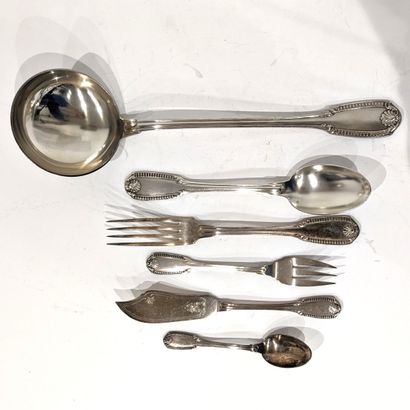 Part of a silver-plated cutlery set, the...