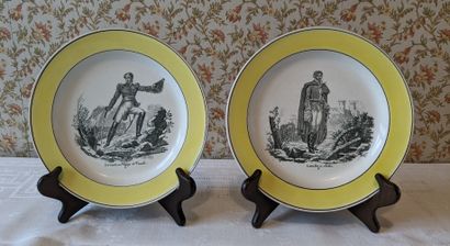 Pair of dodecagonal earthenware plates with...
