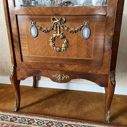 Wood veneer display case, with herringbone...