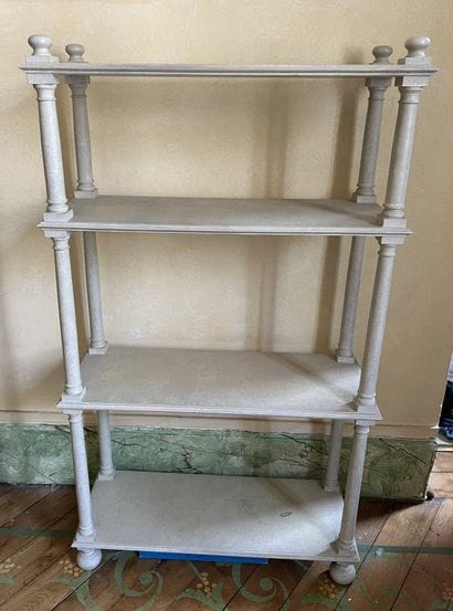 Pair of shelving units in grey marbled lacquered...