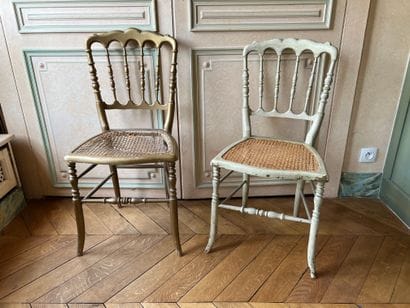 Suite of six chairs, baluster back, three...