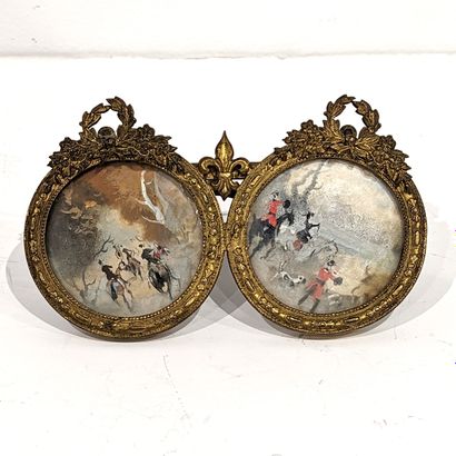 Double frame in gilded metal, each of the...