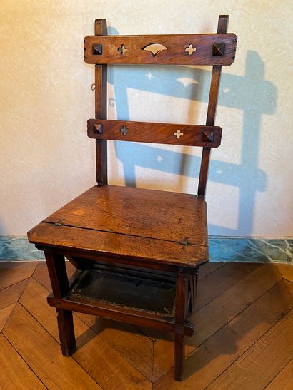 Chair forming a library stepladder, the back...