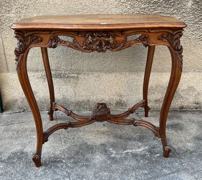 Small walnut and walnut veneer coffee table....