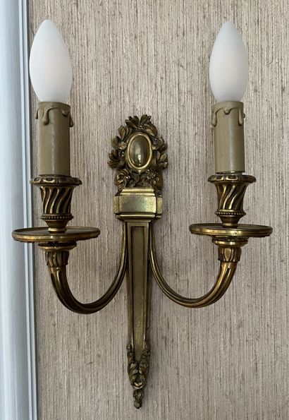 Pair of ormolu sconces, the shaft with amati...