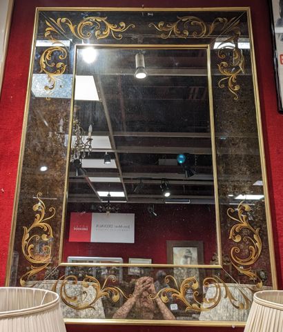 Large mirror, glazed frame decorated with...