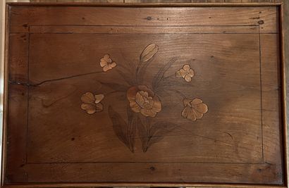 Small fruitwood coffee table, top and shelf...