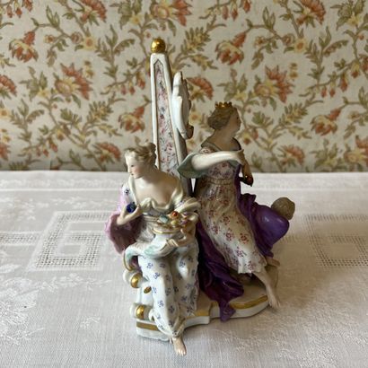 Saxony polychrome porcelain group representing...