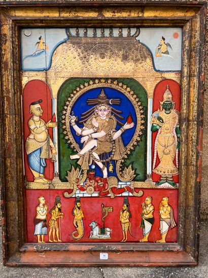 INDIAN SCHOOL: SHIVA. Gouache on stamped...