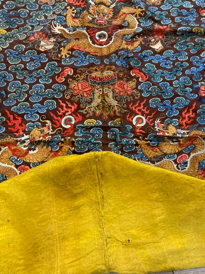 CHINE - XIXe siècle. Grand panneau de décoration...