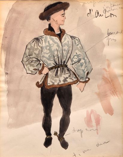 Christian DIOR (1905-1957) : PROJET DE COSTUME...