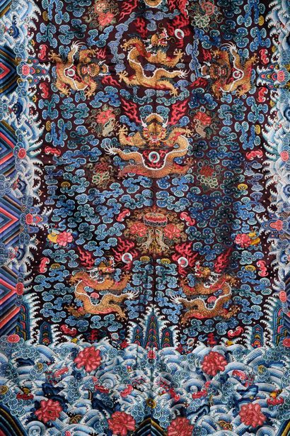 CHINE - XIXe siècle. Grand panneau de décoration...