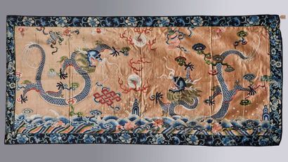 CHINE - XIXe siècle. Grand panneau de décoration...