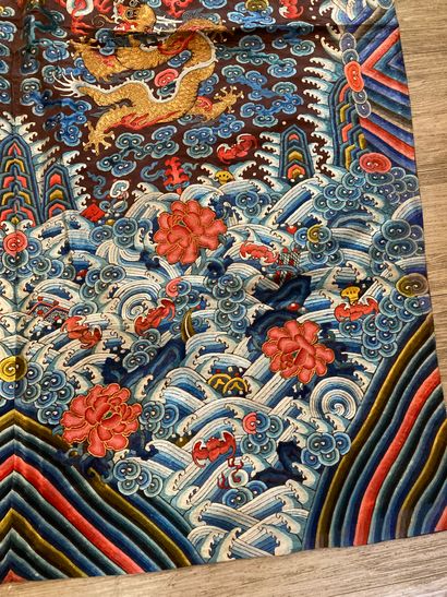 CHINE - XIXe siècle. Grand panneau de décoration...