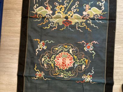 CHINE - XIXe siècle. Trois panneaux de décoration...
