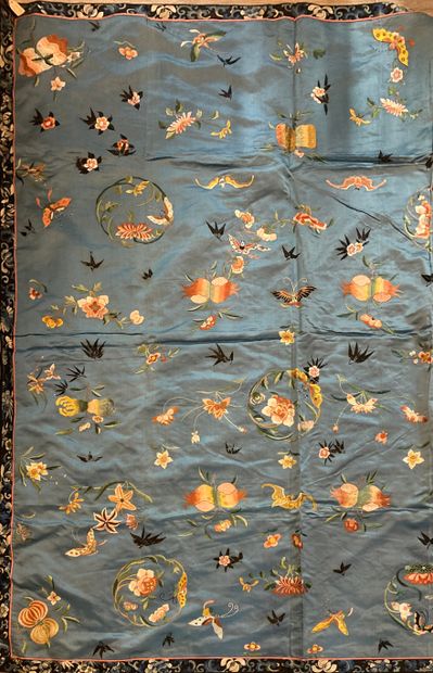 CHINE - XIXe siècle. Gand panneau de décoration...
