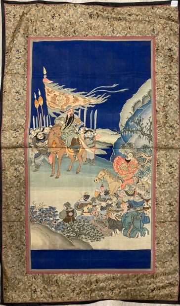 CHINE - XXe siècle. Pièce rectangulaire tissée...