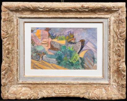 André LHOTE (1885-1962) : PAYSAGE, ROCHERS...