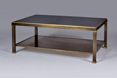 Table basse rectangulaire en bronze doré...