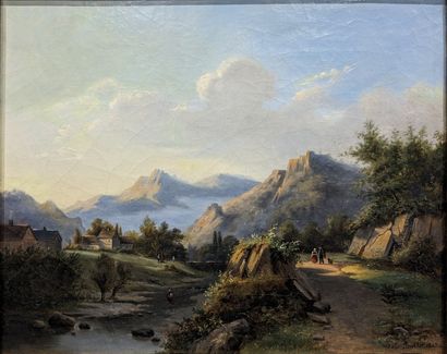 Jules BALLOT (XIXe siècle) : PAYSAGE ANIME,...