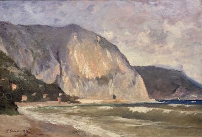A. GARCACIO (XXe) : FALAISES EN BORD DE MER....