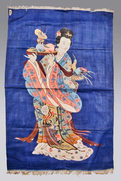 CHINE - XXe siècle. Pièce rectangulaire tissée...