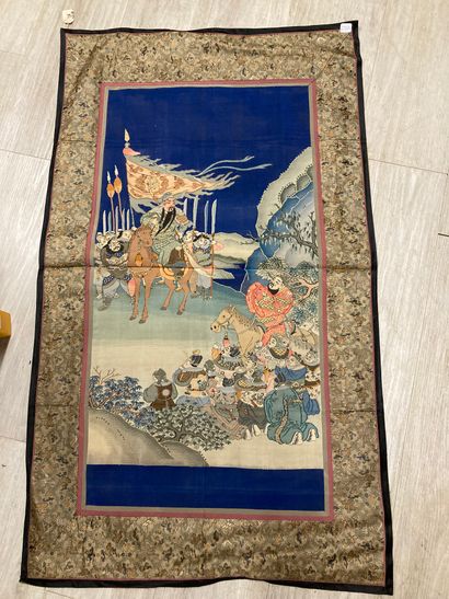 CHINE - XXe siècle. Pièce rectangulaire tissée...