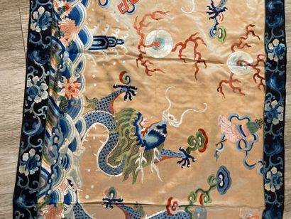 CHINE - XIXe siècle. Grand panneau de décoration...