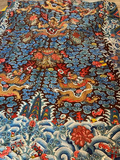 CHINE - XIXe siècle. Grand panneau de décoration...