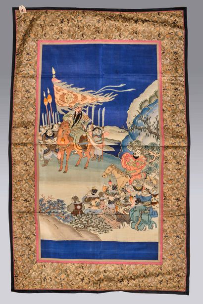 CHINE - XXe siècle. Pièce rectangulaire tissée...