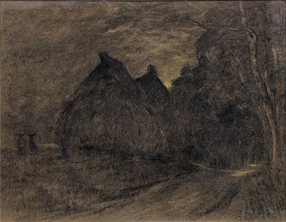 Pierre PRINS (1838-1913) : MEULES DE FOIN....