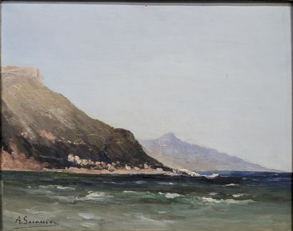A. GARCACIO (XXe) : BORD DE MER AVEC CITADELLE....