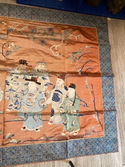 CHINE - XIXe siècle. Grand panneau de décoration...