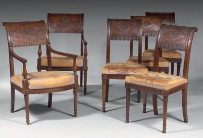 Mobilier de salle à manger en acajou comprenant...