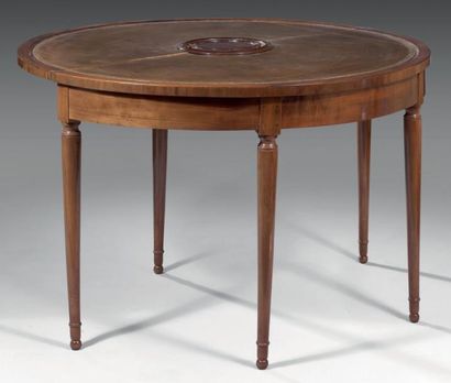 Table demi-lune en acajou et placage d'acajou,...