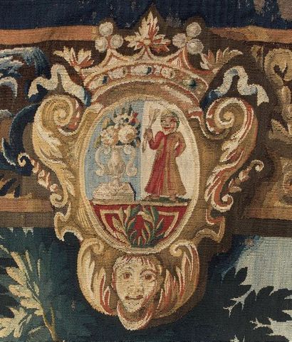 Tapisserie fine d'Aubusson en laine et soie,...