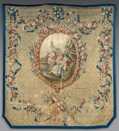 Tapisserie d'Aubusson à médaillon central...