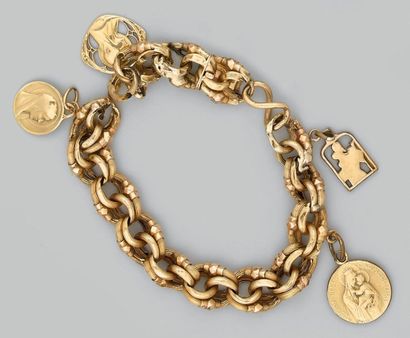 Bracelet en or à maille gourmette double,...