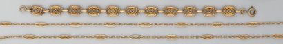 Collier et bracelet en or jaune filigranés,...