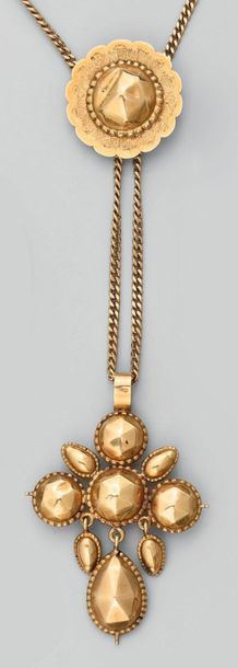 Chaîne de cou et pendentif croix en or, la...