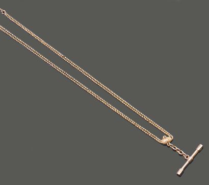Double chaîne de montre en or jaune 18K (750),...