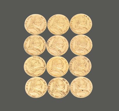 FRANCE. Douze pièces de vingt francs en or...